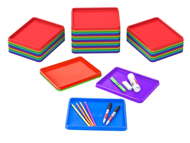 Storex Small Craft & Activity Tray â€“ Plastic Arts and Crafts Organzier for Paint, Beads and Slime, Assorted Primary Colors, 48-Pack (00400E48C) - Image 2